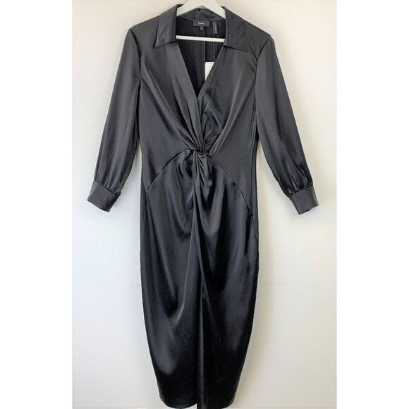 NWT Theory Ruched Shirt Satin Dress - Picture 3 of 13
